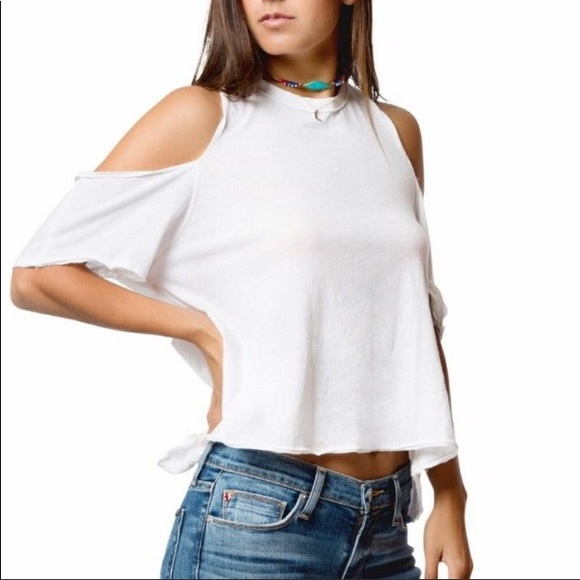 Free People Tops - NEW Free People cold shoulder white cross back M